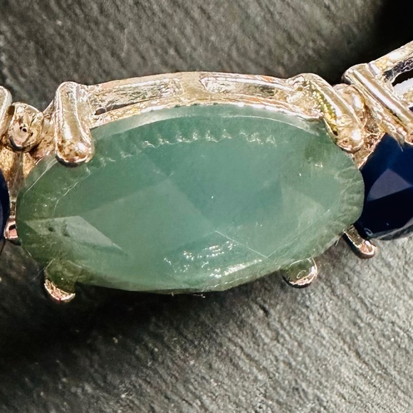 NAPIER Stretch Bracelet Coastal Blue and Aqua Cabachon Stones Silver - Picture 2 of 5